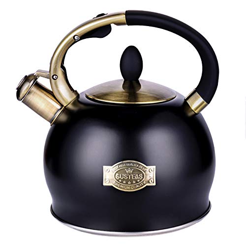 Stainless Steel Whistling Tea Kettle - 2.1 Quarts, Stovetop Induction Safe,  Insulated Handle - Ideal Camping, Office, and Kitchen Use