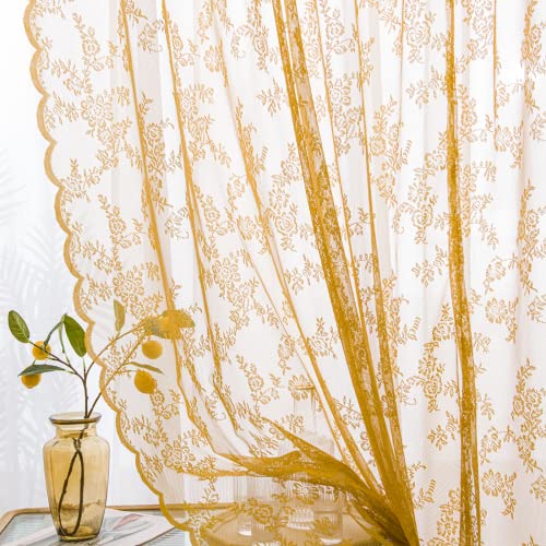 Sutuo Home Gold Lace Curtains