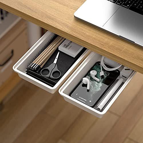 SVNNELP Hidden Desk Drawer Storage Organizer 2 Pack