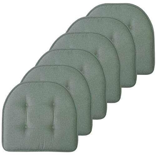 6-Pack Memory Foam Chair Cushion Pads, Scuba Green, U-Shaped 17" x 16"