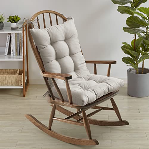 Klear Vu Twill Jumbo XL Non-Slip Rocking Chair Cushion Thick, Includes Seat Pad & Back Pillow with Ties for Indoor Living Roo
