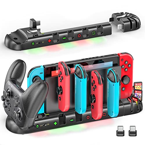 OIVO 6 Joy-Con & Pro Controller Charger Dock with USB Ports & Game Slots