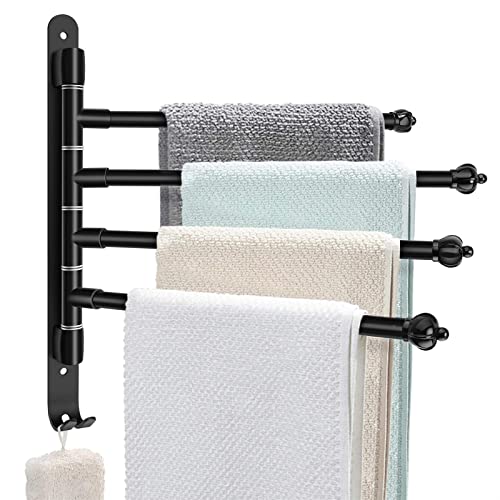 Swivel Towel Rack with Hook for Bathroom & Kitchen