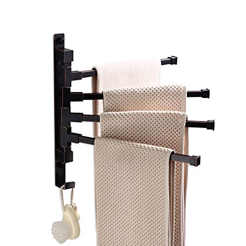 Swivel Towel Rack with Hooks 4-Arm