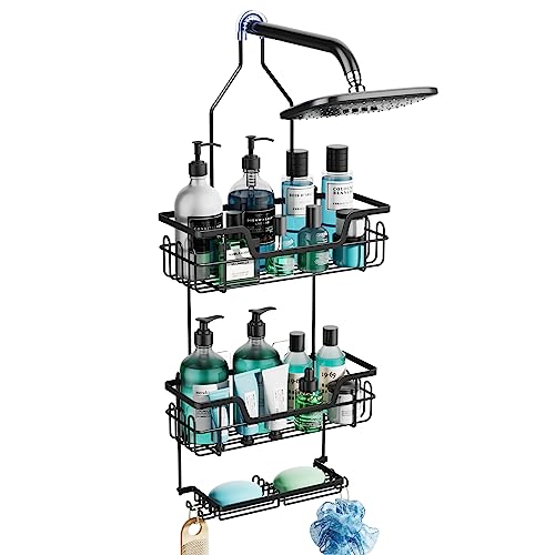 HapiRm Shower Caddy over Shower Head, Rustproof & Waterproof Hanging Shower  Caddy with Soap Holder & 4 Hooks, No Drilling Hanging Shower Organizer for