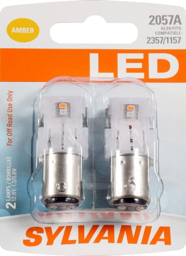 SYLVANIA - 2057 LED Amber Mini Bulb - Bright LED Bulb, Ideal for Park and Turn Lights (Contains 2 Bulbs)
