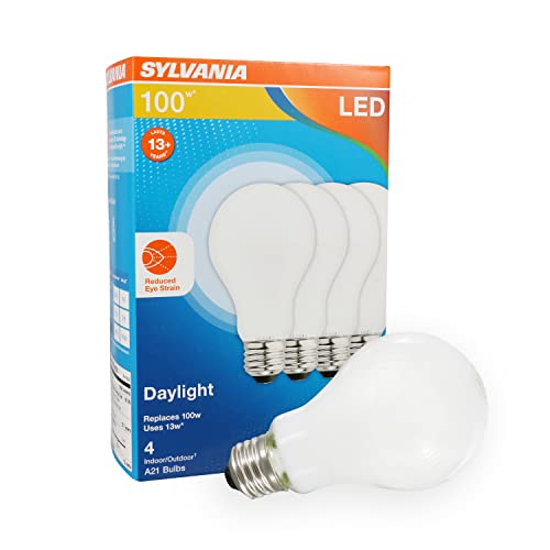 Sylvania A21 LED Light Bulb, 100W = 15W, Dimmable - 4 Pack