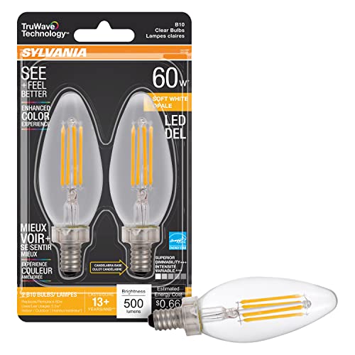 LEDVANCE TruWave B10 60W Equivalent 5.5W Dimmable Candelabra Bulb 2-Pack