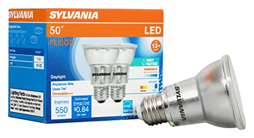 LEDVANCE 7W Dimmable LED Flood Light Bulb, 550 Lumens, 13-Year Lifespan - 2 Pack
