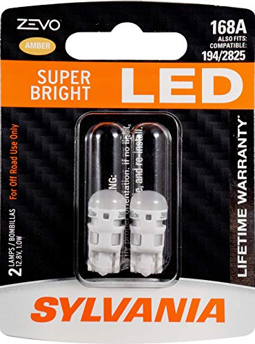 SYLVANIA ZEVO 168 T10 W5W Amber LED Bulb, (Contains 2 bulbs)