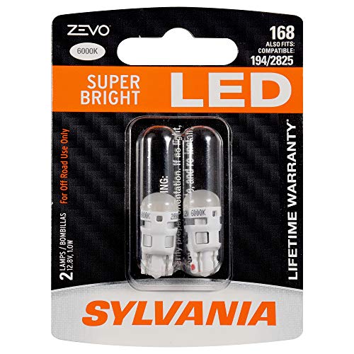 SYLVANIA ZEVO 168 T10 W5W White LED Bulb, (Contains 2 bulbs)