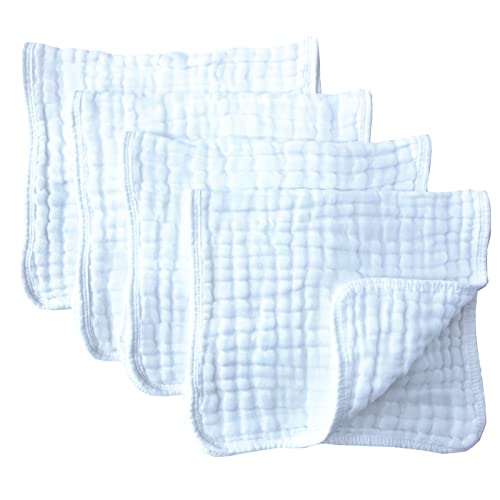 Synrroe 4 Pack Large Muslin Burp Cloths - 100% Cotton, Extra Absorbent