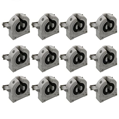 T8 Lamp Holder CHENJIN 12PCS Screw Type T8 Lamp Holder with Wires UL Non-shunted Tombstone Light Socket for LED Fluorescent Tube Replacements, T8 Fluorescent Light Holder