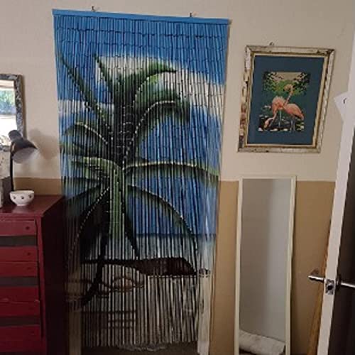 TACHILC Beach Bamboo Beaded Doorway Curtain, 36 x 78 inches
