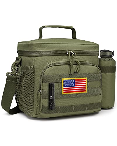 Men's 12L MOLLE Insulated Lunch Box with Water Bottle Pouch