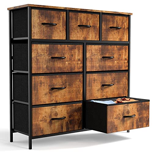 Tall Dresser Fabric Storage Tower with 9 Drawers