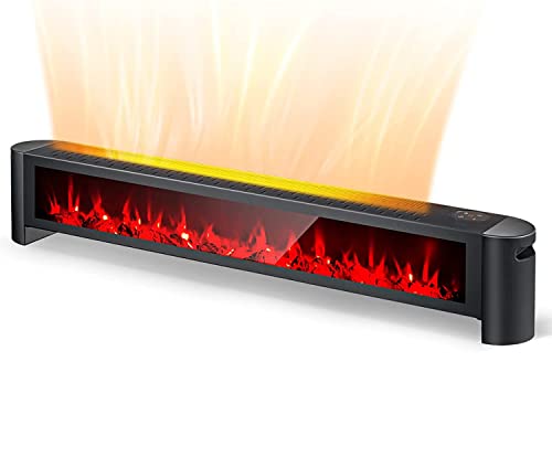 Tangkula 1400W Baseboard Heater with 6-Level Flame and Timer