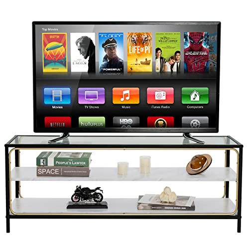 Tangkula 3-Tier TV Stand with Tempered Glass Top