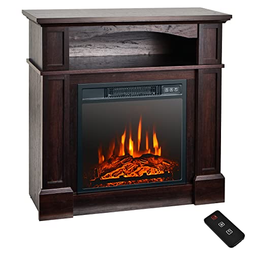 Tangkula Mantel Fireplace with Storage Shelf