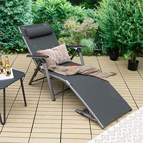 Tangkula Outdoor Aluminum Chaise Lounge Chair