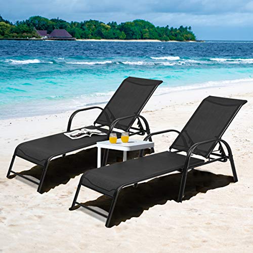 Adjustable Folding Reclining Lounge Chairs for Patio and Poolside