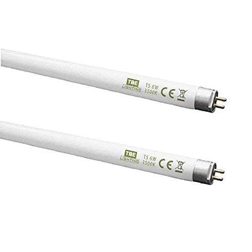 TBE LIGHTING 6w / 9 inch 3500K Soft White Tubes - F6T5/SW G5 2-Pin Base Fittings - T5 High Efficiency Lamps (2-Pack)