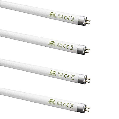 TBE LIGHTING 6w / 9 inch 3500K Soft White Tubes - F6T5/SW G5 2-Pin Base Fittings - T5 High Efficiency Lamps (4-Pack)