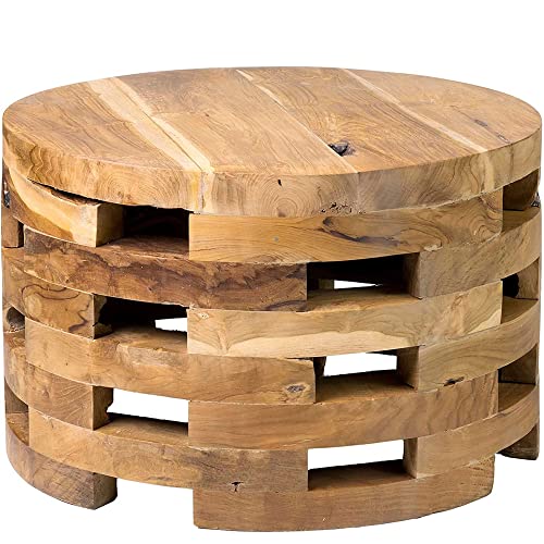 Teak Wood Coffee Table - Handcrafted Rustic Accent Table