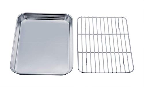 TeamFar Stainless Steel Toaster Oven Tray and Rack Set