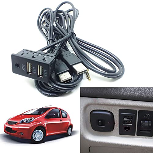 TEAMWILL Car Dash Flush Mount AUX USB Port 1.5M Panel Dual USB Extension Cable Adapter