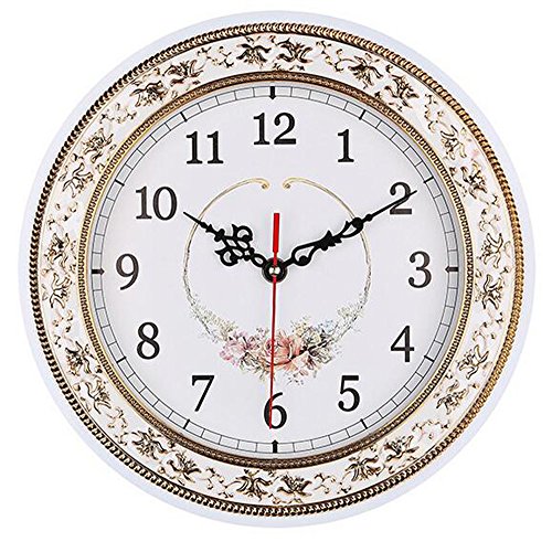 Tebery Decorative Flower Wall Clock - Non-Ticking Digital 11-Inch (White)