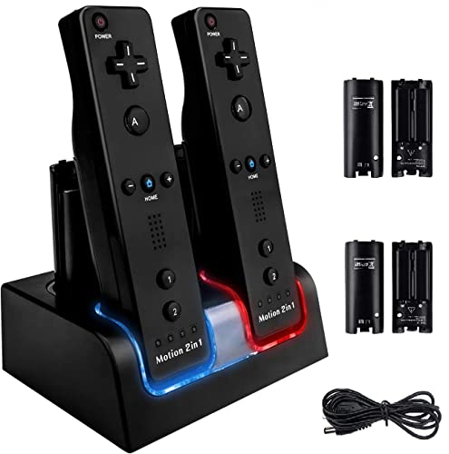 TechKen Wii Remote Charging Station with 4 Batteries