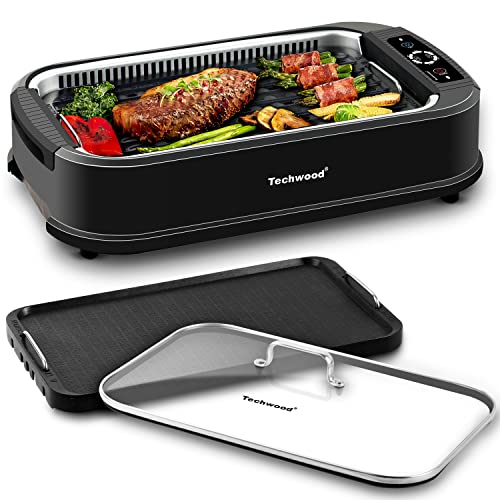 Techwood Smokeless Electric Grill with Non-Stick Grill Plates