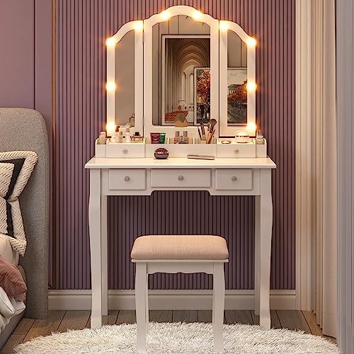 Teen Vanity Set with Mirror and Lights