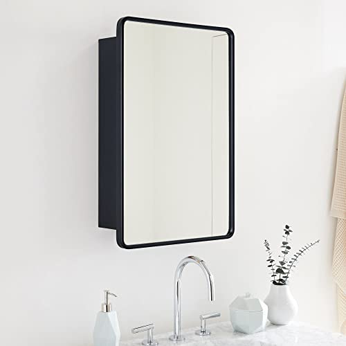 TEHOME Black Bathroom Medicine Cabinet with Mirror