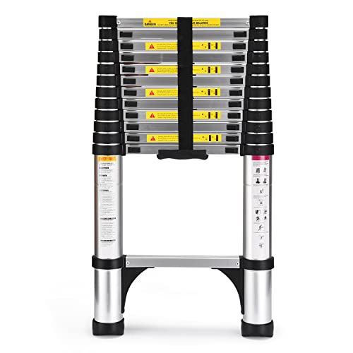 Soctone 12.5FT Aluminum Telescoping Ladder with Stabilizers