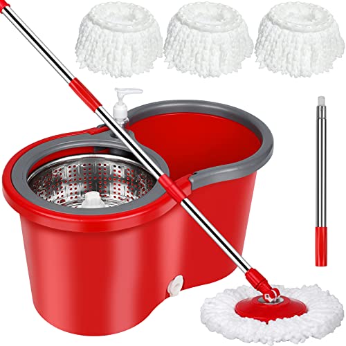 Telescoping Spin Mop and Bucket Set for Floor Cleaning