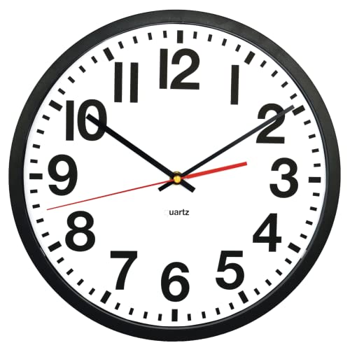 Tempus Contemporary Wall Clock, Battery Operated, Silent, Black and White, 13in