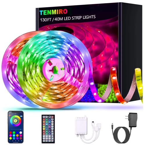 Tenmiro 130ft Led Strip Lights, Ultra Long RGB Color Changing LED Light Strips Kit with 44 Keys Ir Remote Led Lights for Bedroom, Kitchen, Home Decoration (2 Rolls of 65ft)
