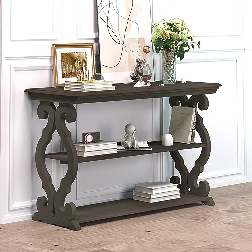 Tennozu French Country Farmhouse Solidwood Console Table (Gray Brown)