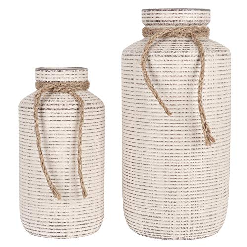 Boho Farmhouse Ceramic Vases - Set of 2 for Home Decor