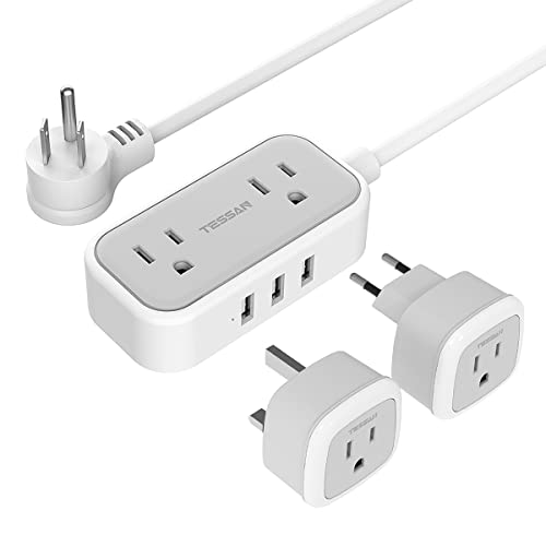 TESSAN European Travel Power Adapter and Power Strip with USB and Outlet