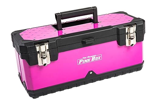 The Original Pink Box 20-Inch Portable Steel Toolbox with Removeable Tray, Pink