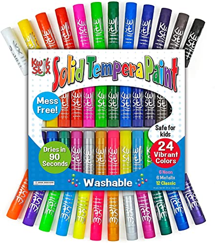 Kwik Stix Tempera Paint Pens, Assorted Vibrant Colors, 24 Count