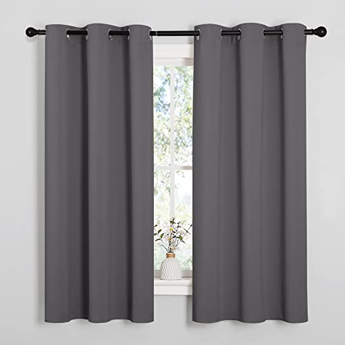Thermal Insulated Grommet Blackout Curtains (2 Panels, W42 x L63 -Inch, Grey)