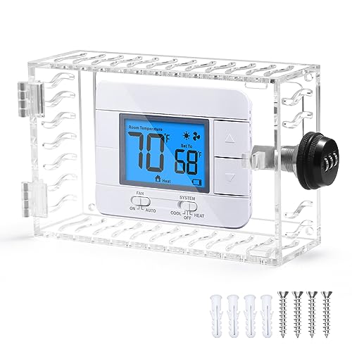 Thermostat Lock Box, VOOWO Acrylic Thermostat Cover with Lock for Smart Thermostat for Home, Universal Thermostat Lock Box With Code, Clear Lock Box for AC thermostat On Wall (Combination Lock Box)