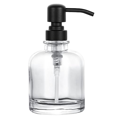 Thick Clear Glass Jar Hand Soap Dispenser with Matte Black Pump