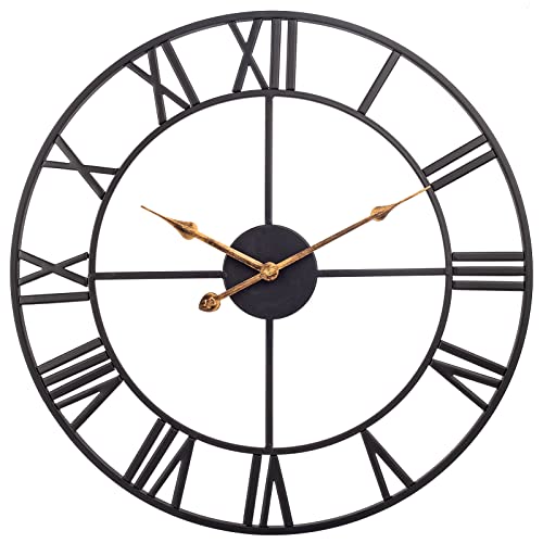 30-Inch Industrial Roman Numeral Wall Clock by SkyNature - Black