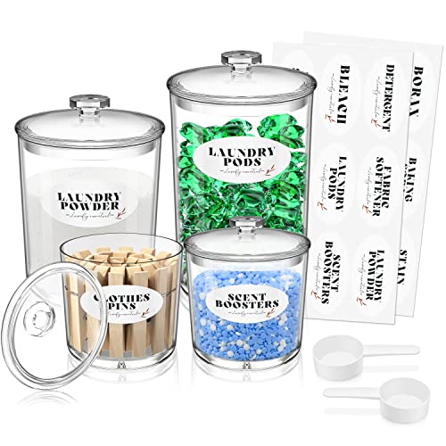 Acrylic Laundry Storage Jars - Organize Laundry Supplies with Labels