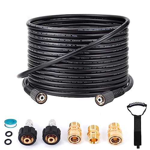 25ft 4000 PSI Kink Resistant Pressure Washer Hose with Quick Connect Adapters
